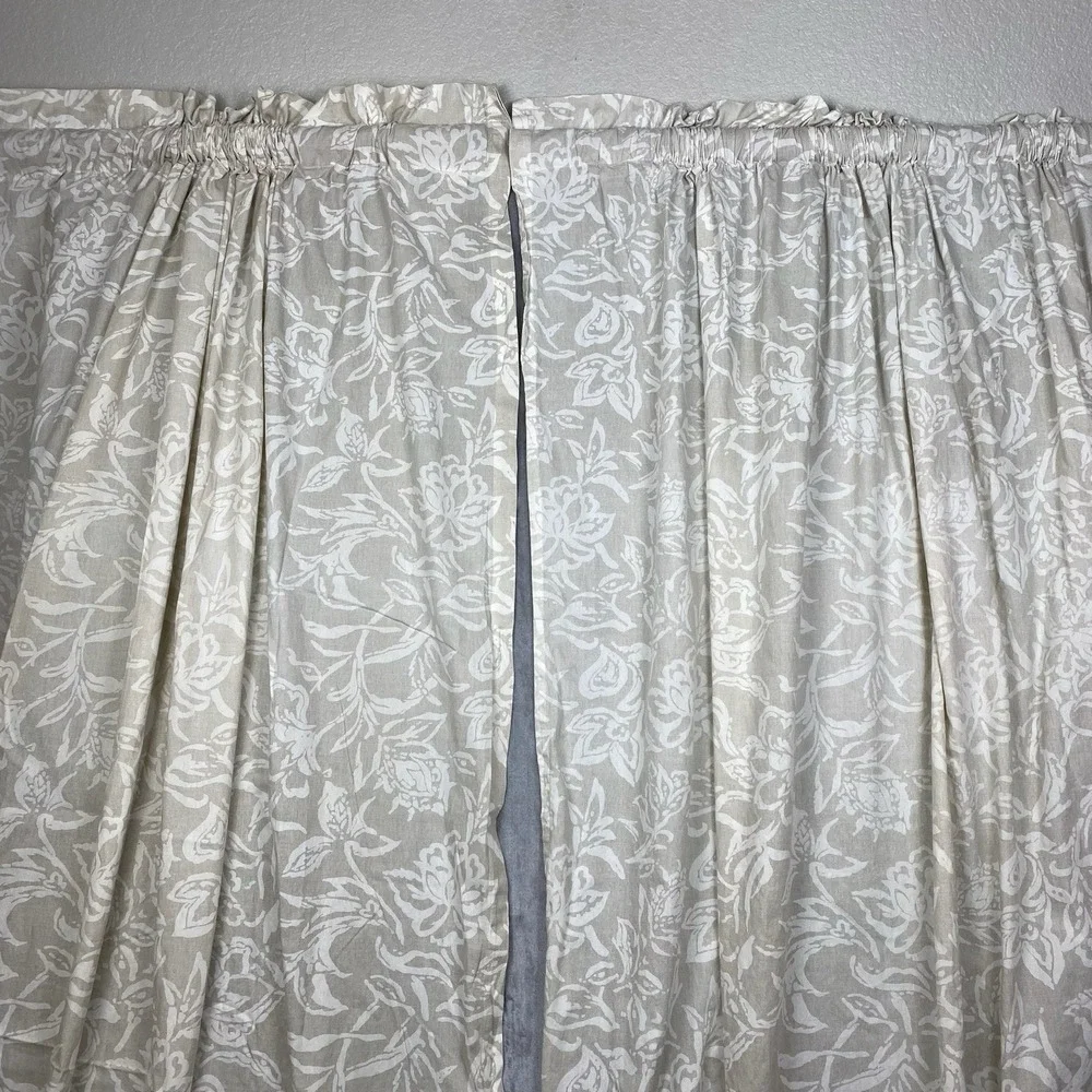 Nautica Floral Print Curtains 2 Panels 96 x 52 Rod Pocket 100% Cotton Coastal